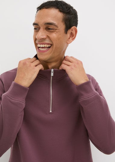 Burgundy Funnel Zip Sweatshirt