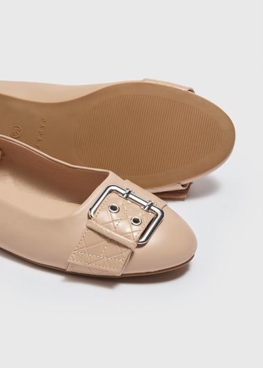 Nude Buckle Detail Ballet Shoes