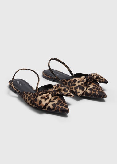 Brown Leopard Bow Slingbacks