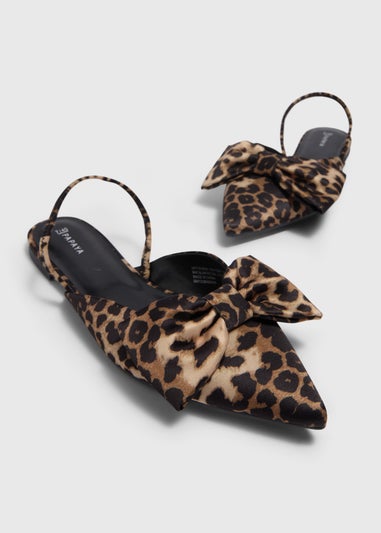 Brown Leopard Bow Slingbacks