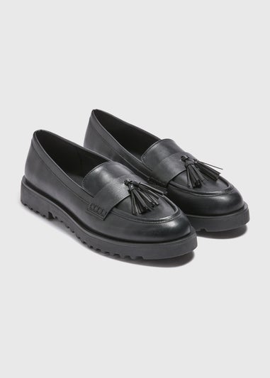 Black Chunky Tassel Loafers