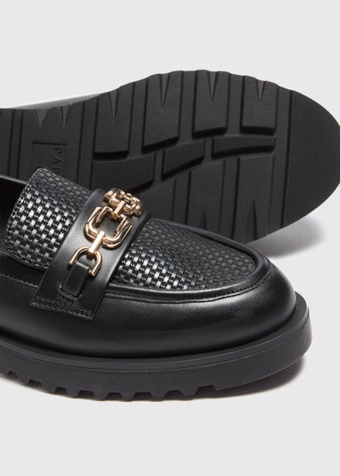 Black Woven Metal Bar Loafers