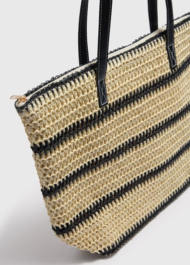 Natural Stripe Straw Beach Bag