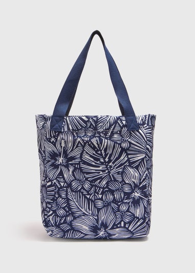 Navy Floral Beach Bag