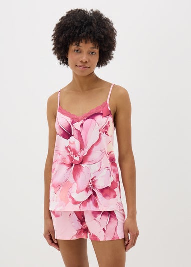 Pink Floral Soft Touch Pyjama Cami Top