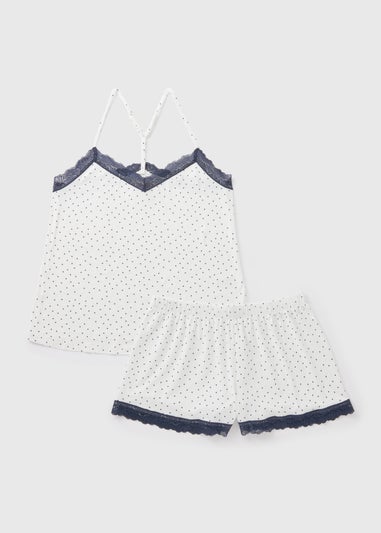 Cream Micro Spot Cami Pyjama Shorts Set