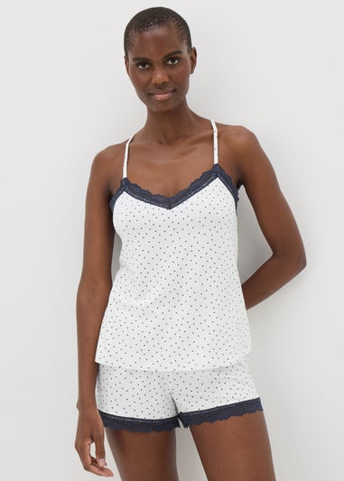 Cream Spot Cami Pyjama Shorts Set