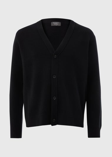 Black Button V-Neck Cardigan