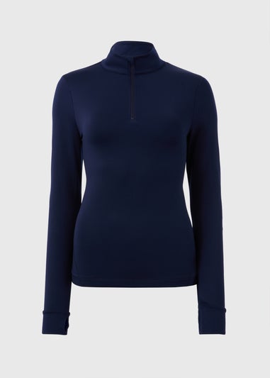 Souluxe Navy Half Zip Long Sleeved Top