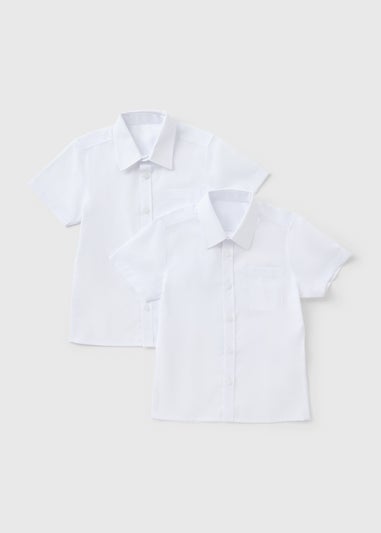 2 Pack Boys White Slim Fit School Shirts (4-16yrs)