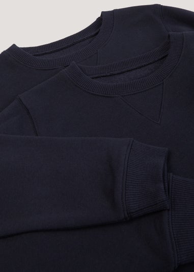 Kids 2 Pack Navy Crew Neck School Sweatshirts (3-13yrs)