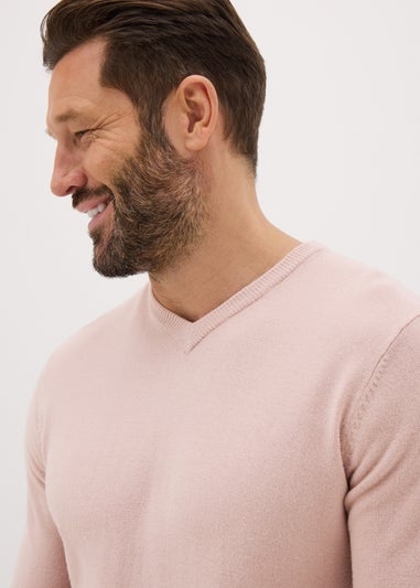 Pink V Neck Soft Touch Jumper