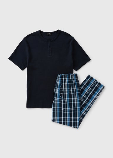 Navy Check Woven Pyjama Set