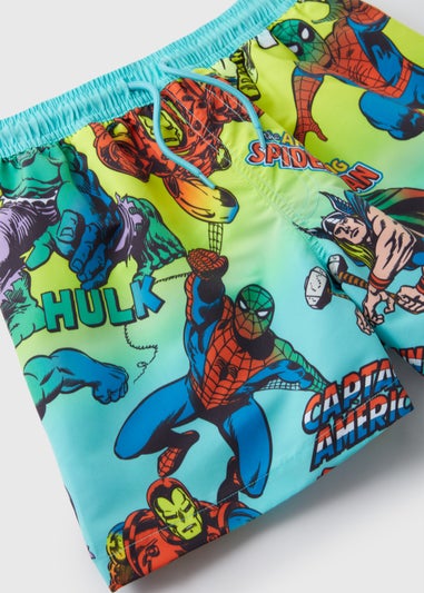 Marvel Blue Comic Swim Shorts (4-13yrs)