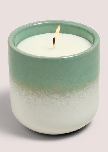 Pale Green Reactive Glaze Candle