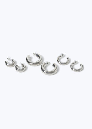 Muse Chubby Hoop Earring Three Pack Silver