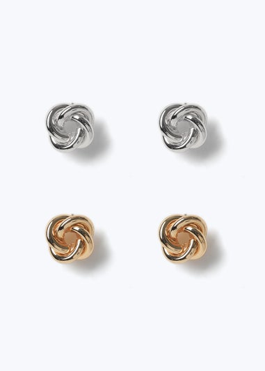 Muse Mixed Metal Two Pack Knot Stud Earring