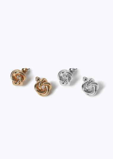 Muse Mixed Metal Two Pack Knot Stud Earring