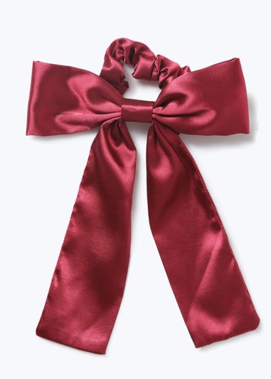 Girls Red Satin Bow Scrunchie