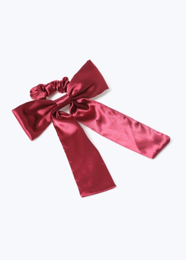 Girls Red Satin Bow Scrunchie