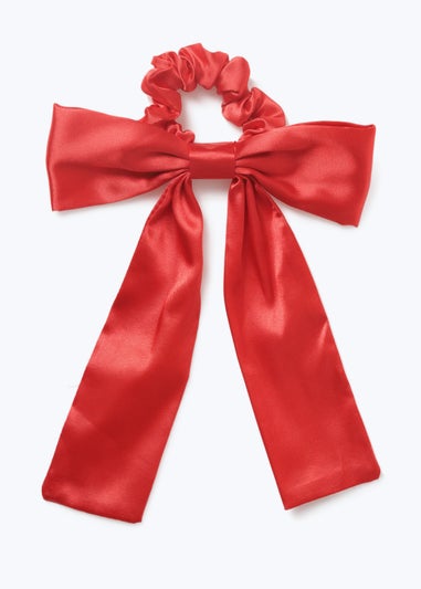 Girls Red Satin Bow Scrunchie