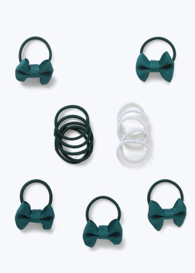 Multipack Girls Green Bow Hair Bobbles