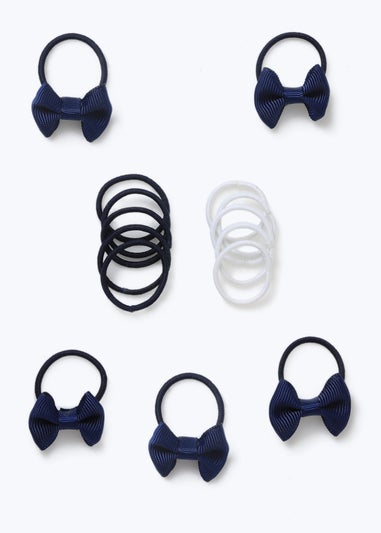 Multipack Girls Navy Bow Hair Bobbles