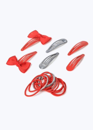 Multipack Girls Red Hair Bobbles & Hair Clips