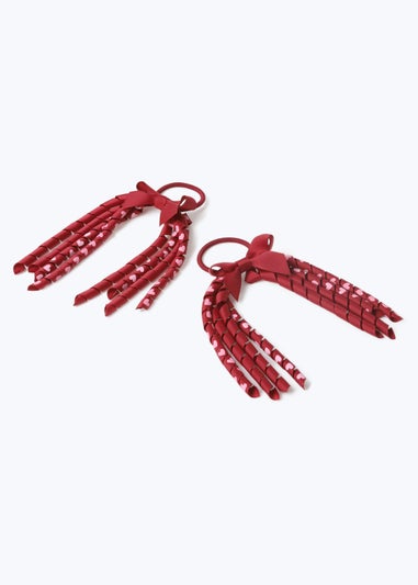 Girls Burgundy Bow Spiral Bobbles