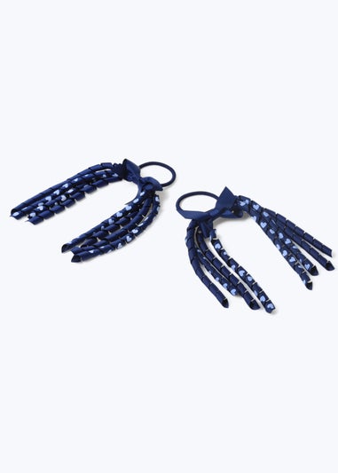 2 Pack Girls Navy Bow Spiral Bobbles