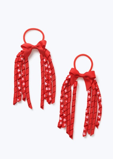 2 Pack Girls Red Bow Spiral Bobbles