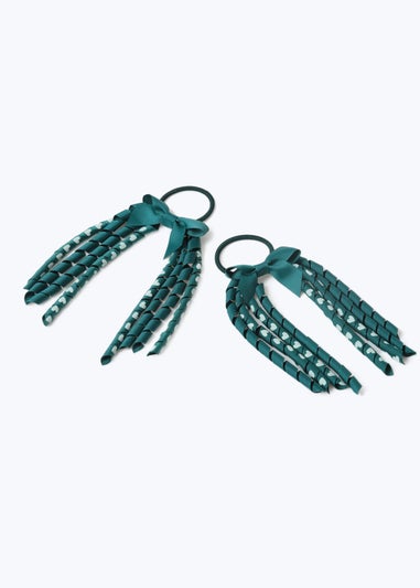 2 Pack Girls Green Bow Spiral Bobbles