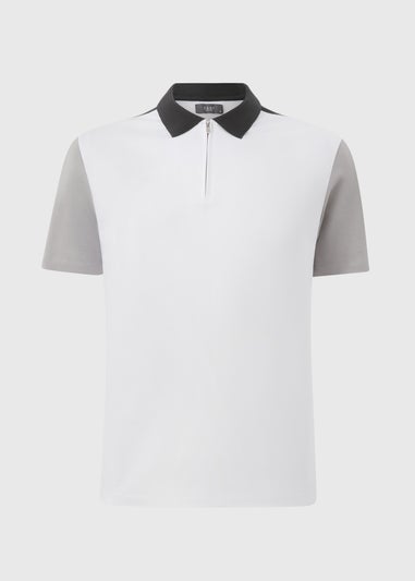 White Colour Block Polo Shirt