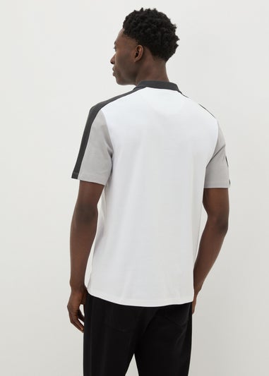 White Colour Block Polo Shirt