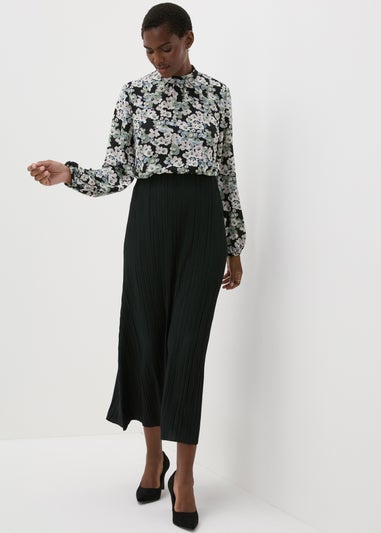 Et Vous Black Floral High Neck Blouse