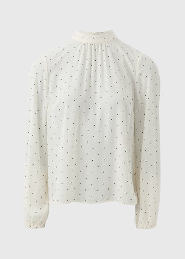 Et Vous Ivory Spot High Neck Blouse