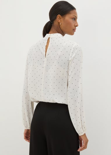 Et Vous Ivory Spot High Neck Blouse