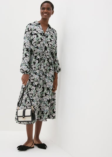 Et Vous Black Floral Midi Shirt Dress