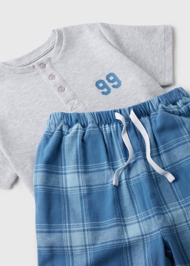 Boys Blue Check Pyjama Set (7-15yrs)