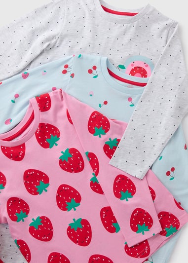 3 Pack Girls Red Fruit Pyjama Set (1-7yrs)