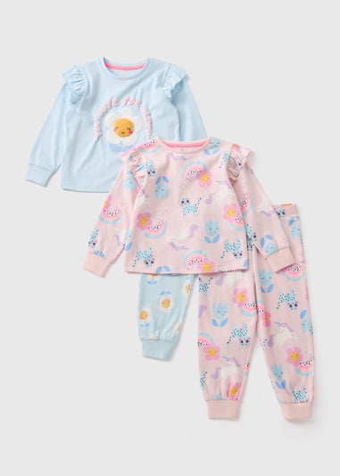 2 Pack Girls Multicolour Floral Pyjama Set (1-7yrs)