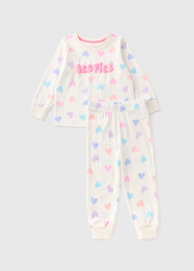 Girls Cream Besties Pyjama Set (1-7yrs)