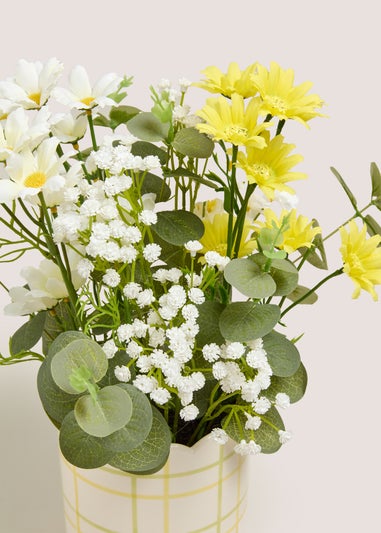 Yellow Flowers In A Ceramic Pot