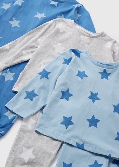 3 Pack Boys Blue Star Pyjama Set (1-7yrs)