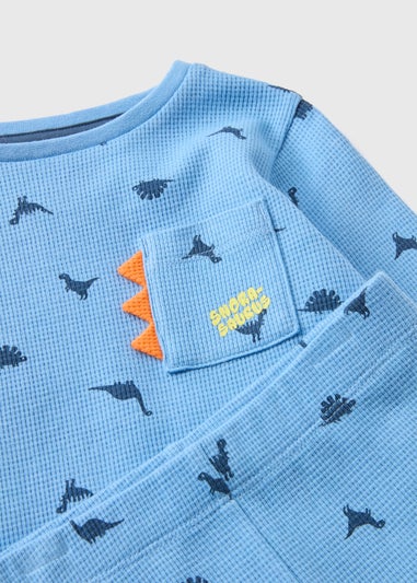 Boys Blue Dino Waffle Pyjama Set (1-7yrs)