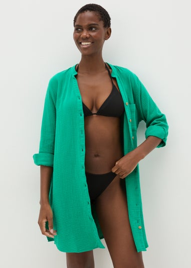 Green Double Cloth Beach Shirt