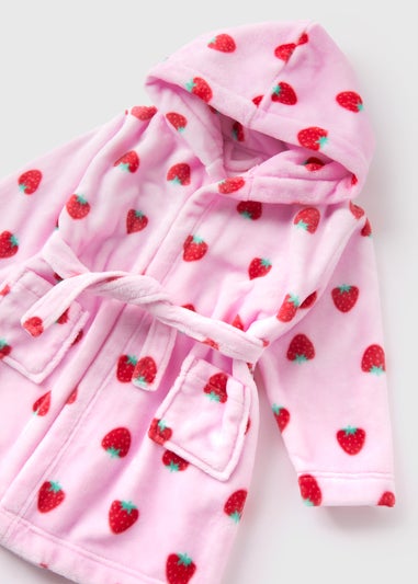 Girls Pink Strawberry Dressing Gown (1-7yrs)