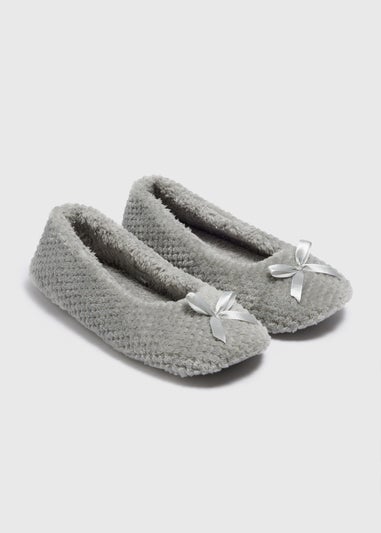 Grey Bow Slipper Socks