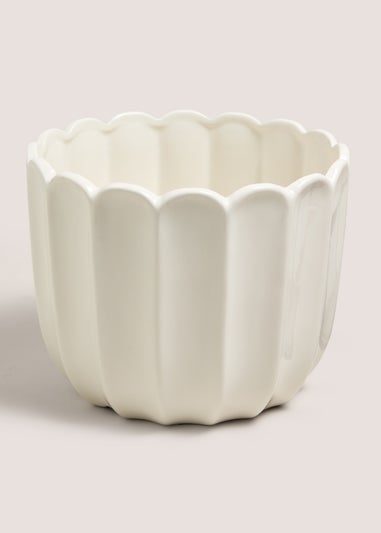 White Scallop Ceramic Planter