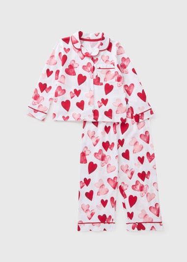 Girls Cream Heart Pyjama Set (1-13yrs)